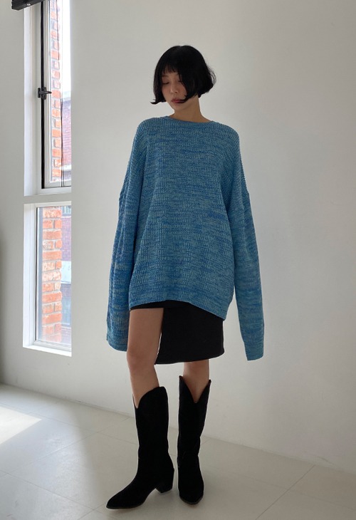 mix oversize knit top