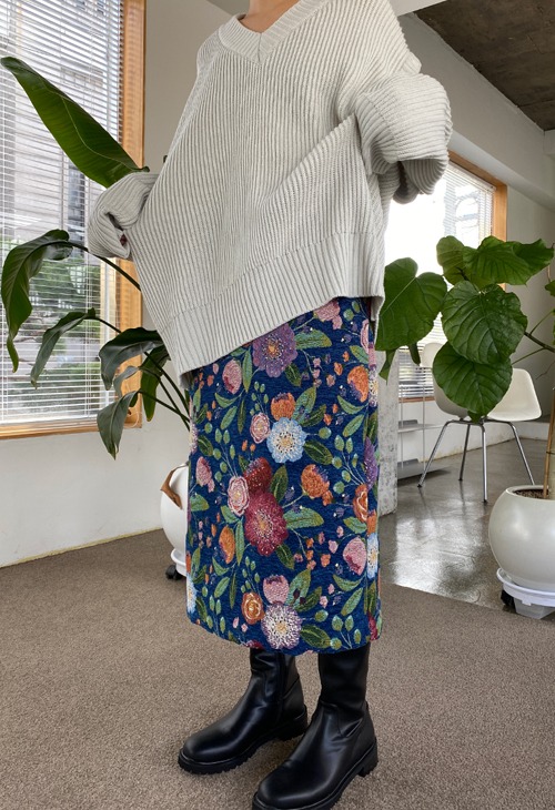 camellia jacquard skirt