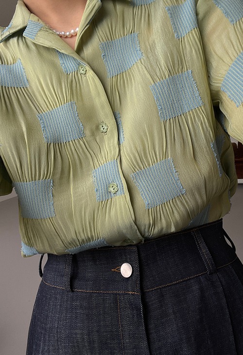 square wrinkle blouse