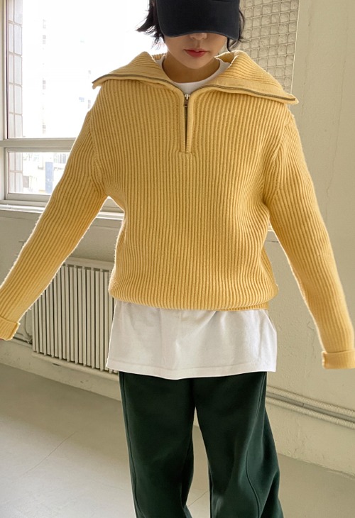 woolen knit zip up