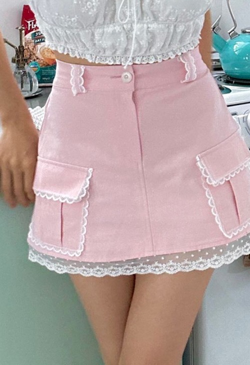 barbie lace cargo skirt
