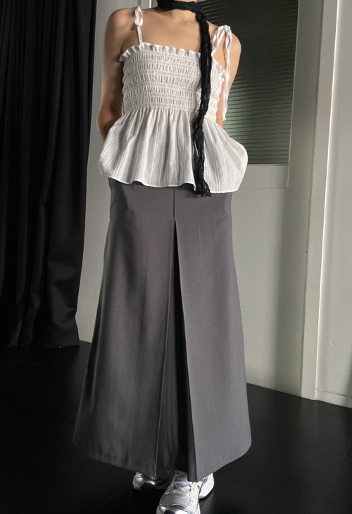 inverted pleats long skirt