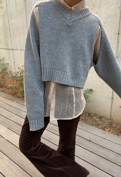 armhole silt woolen knit top